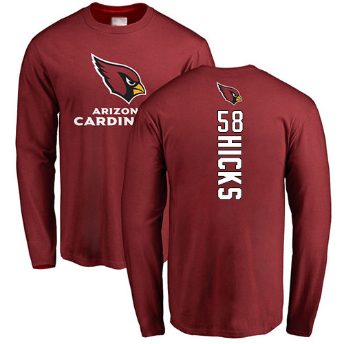 Arizona Cardinals Men Maroon Jordan Hicks Backer NFL Football #58 Long Sleeve T Shirt